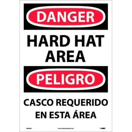NATIONAL MARKER CO Bilingual Vinyl Sign - Danger Hard Hat Area ESD46PC